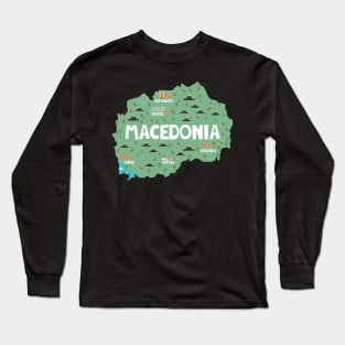 Macedonia Illustrated Map Long Sleeve T-Shirt
